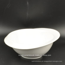 Bacia de salada cerâmica vitrificada branca lisa europeia